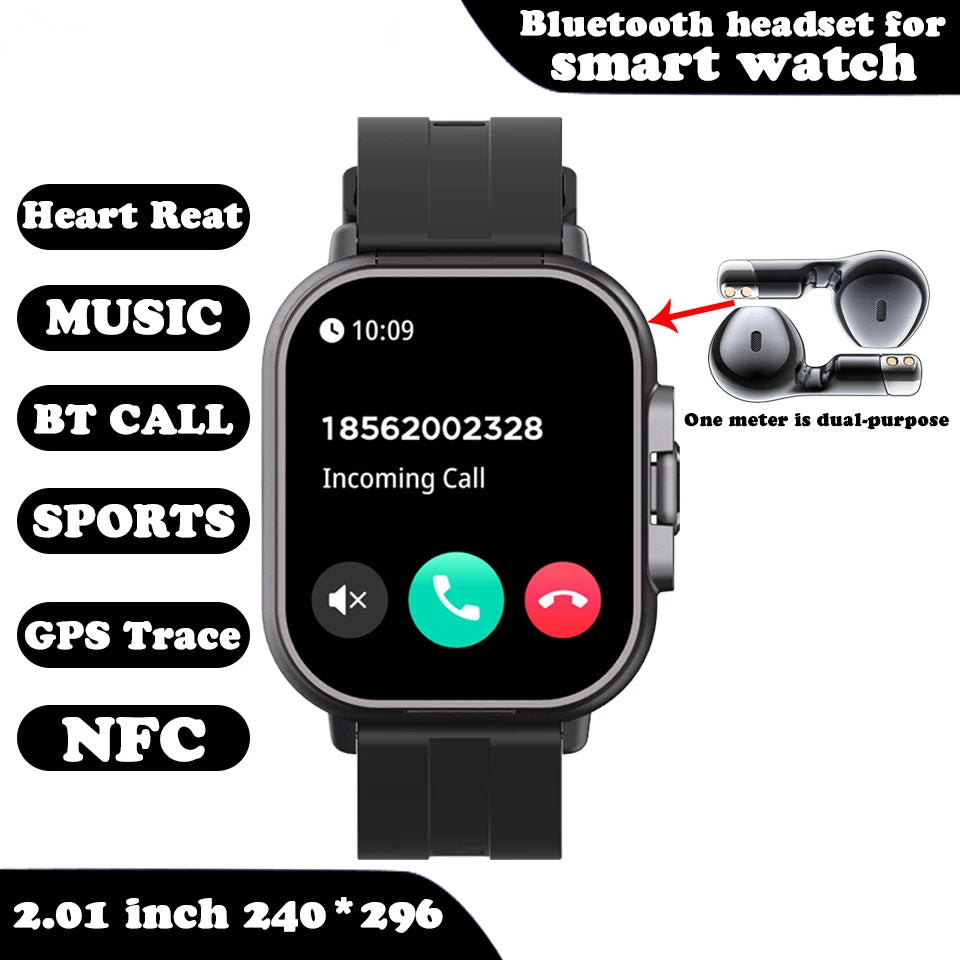2-in-1 Smartwatch with Wireless Earbuds, Fitness Tracker, Bluetooth, Waterproof, Android iOS