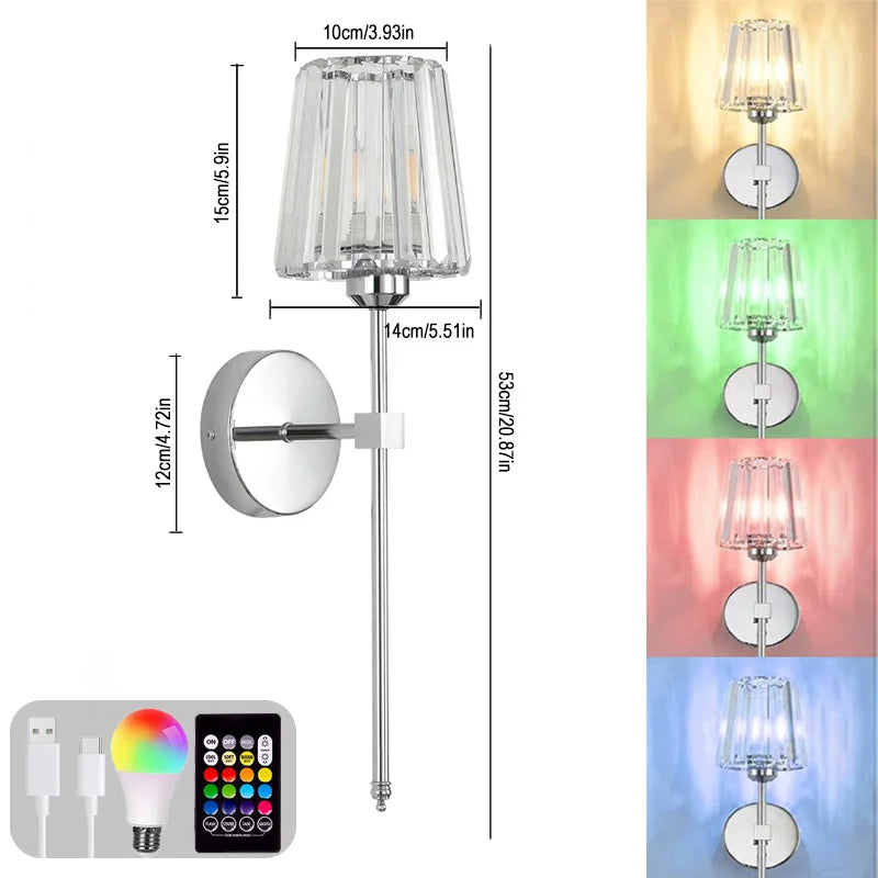 LED RGB Rechargeable Wall Lamp – Wireless Color Changing Modern Night Light for Bedroom & Home Decor