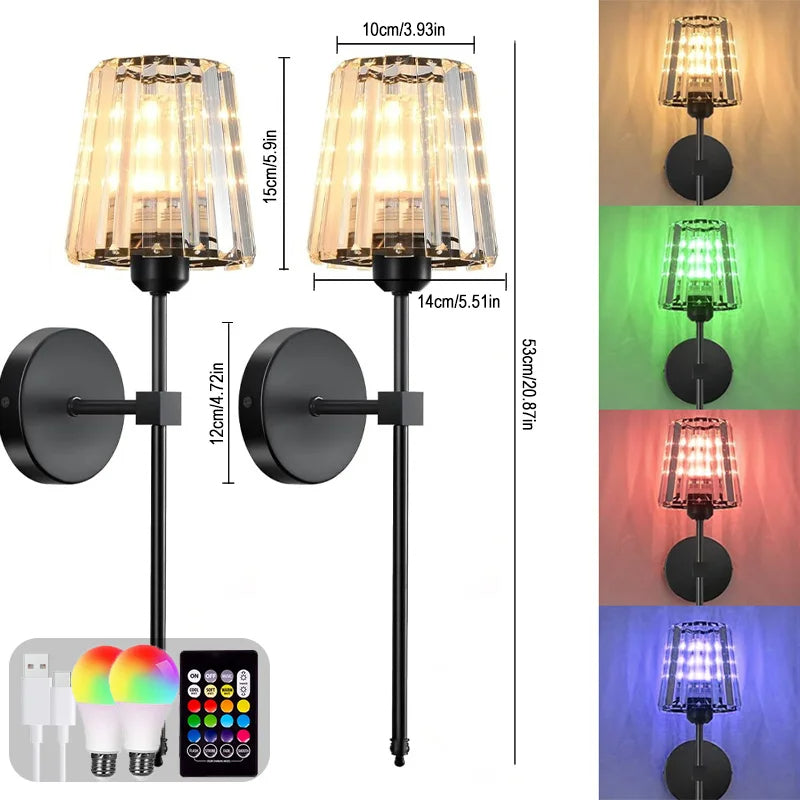 LED RGB Rechargeable Wall Lamp – Wireless Color Changing Modern Night Light for Bedroom & Home Decor