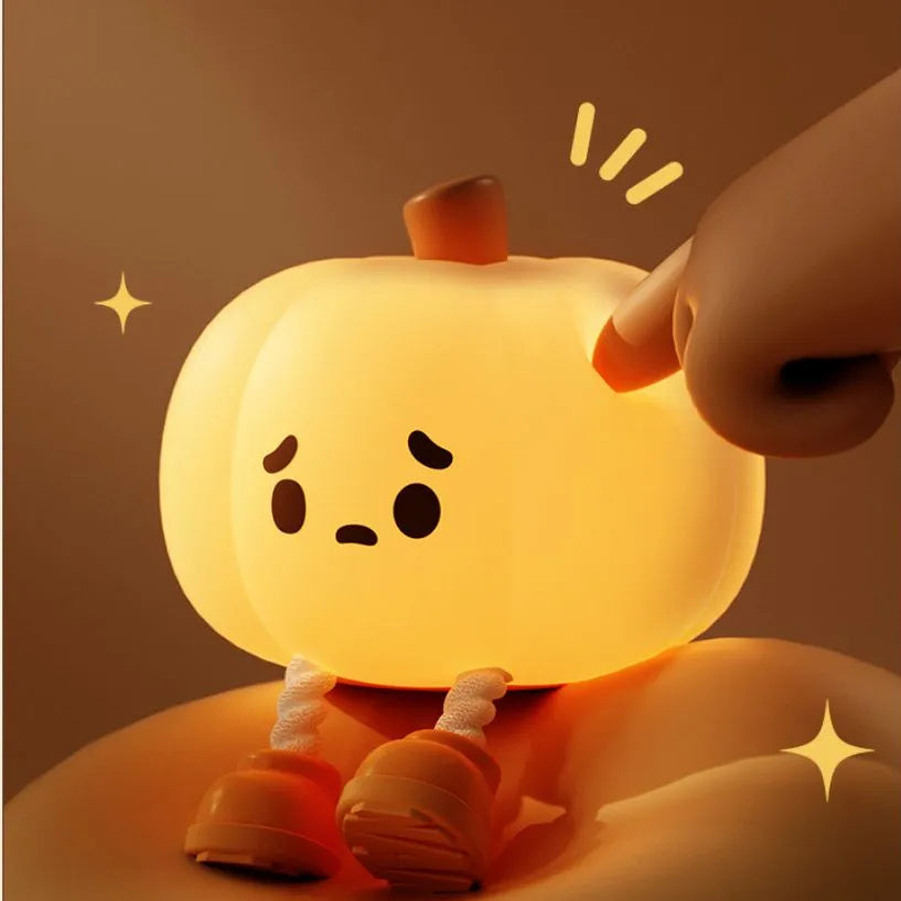 Home Decor Halloween Pumpkin Night Light Cute Soft Silicone Lamp Touch Dimmable Rechargeable Bedside Decor