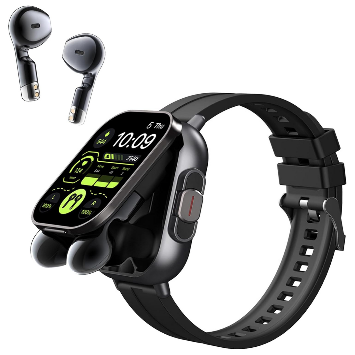 2-in-1 Smartwatch with Wireless Earbuds, Fitness Tracker, Bluetooth, Waterproof, Android iOS