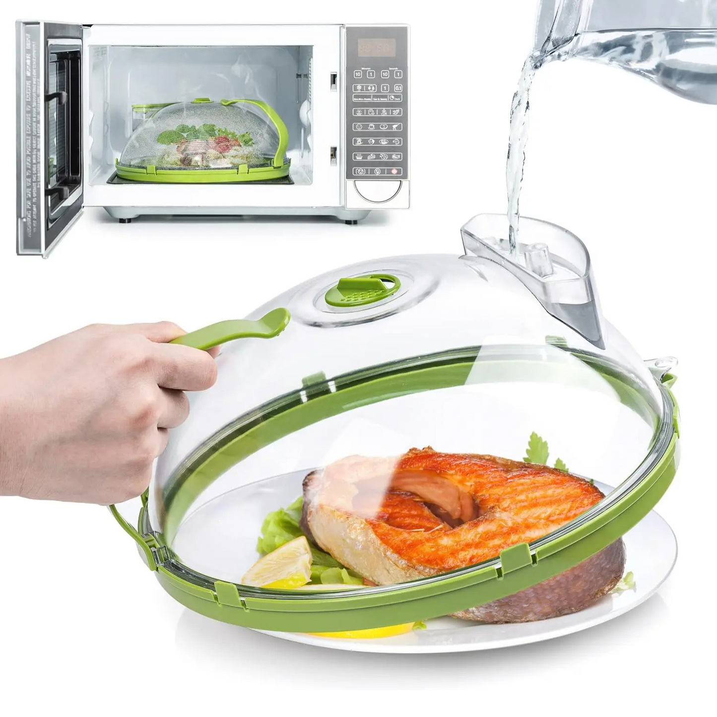 Microwave Food Cover – Collapsible Microwave Plate Lid with Steam Vents for Splatter Protection