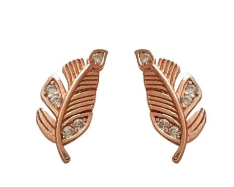 Diamond Feather Stud Earrings