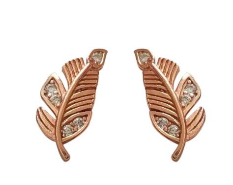 Diamond Feather Stud Earrings