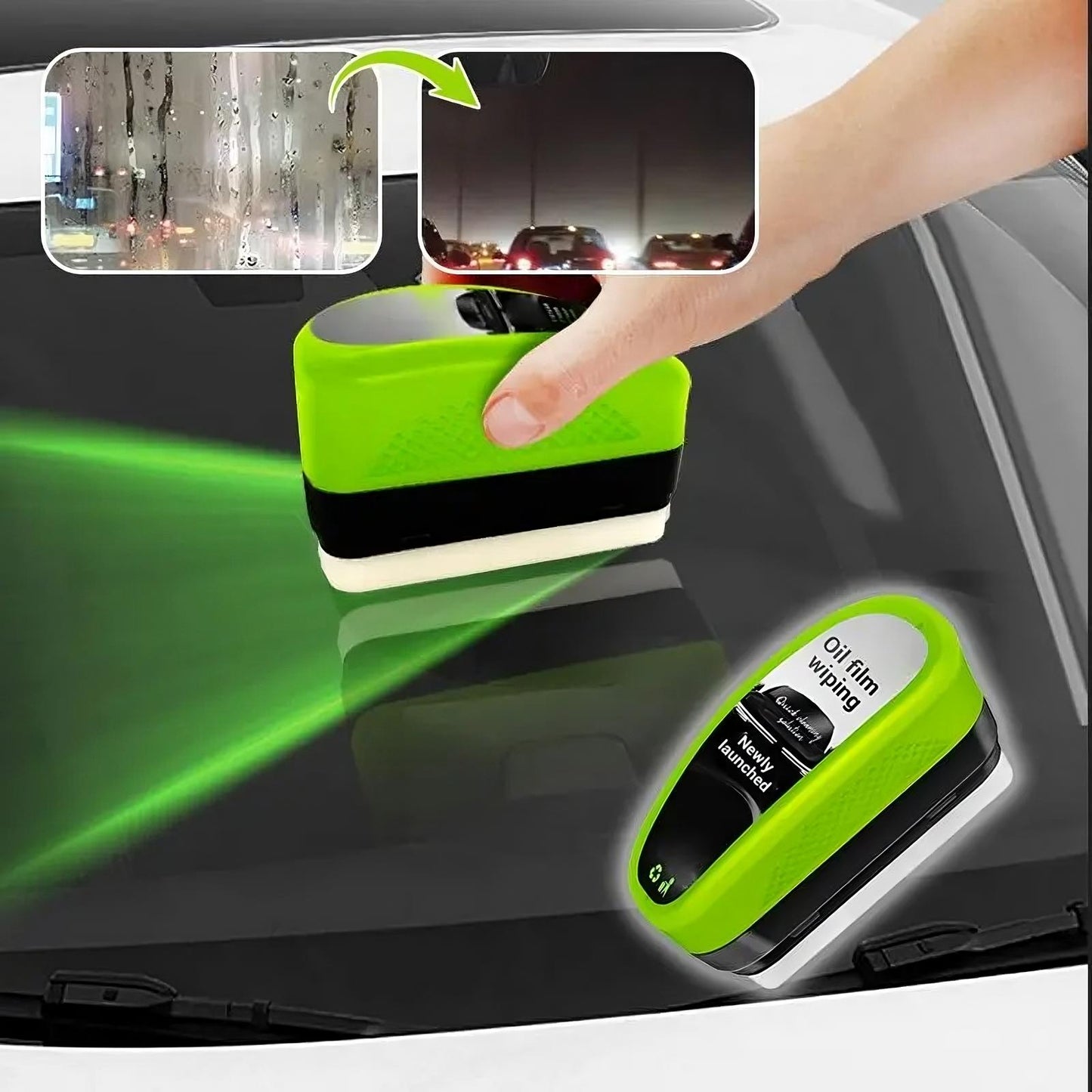 Green Oil Film Wipe for Car Windshield Glass Cleaner | Anti-Fog, Stain Remover, Clear View
