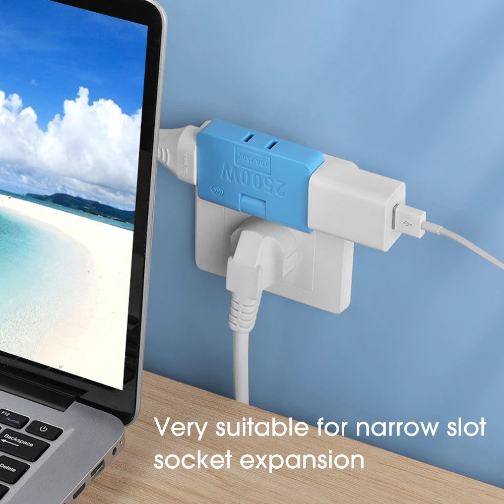 3-in-1 Rotatable Socket Extender – Multi-Outlet Power Strip with Adjustable Angles, Surge Protection, and Space-Saving Design