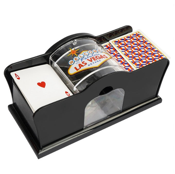 Card Shuffling Machine – Automatic 1 or 2 Deck Shuffler, Battery Operated, Easy to Use for Poker & Card Games