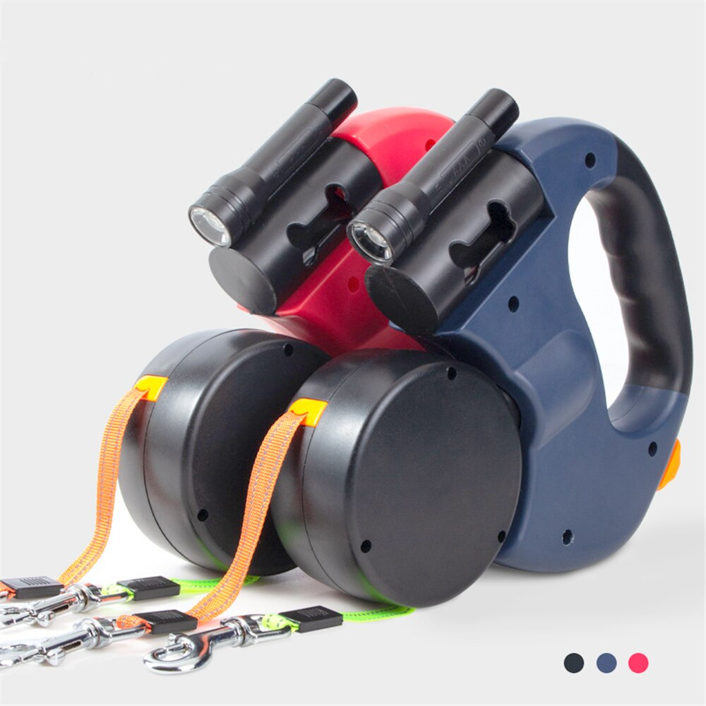 Retractable Pet Leash with LED Light – Tangle-Free Dog Leash with Brake Lock for Night Walk Safety