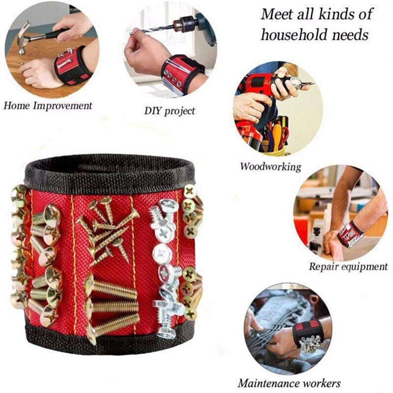 Magnetic Wristband for Tools – Adjustable Tool Holder with Strong Magnets for Screws, Nails, Bolts