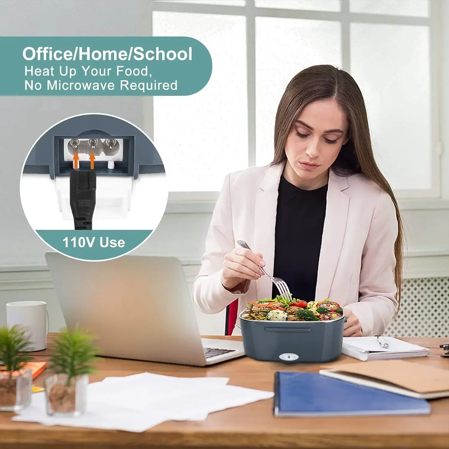 2-in-1 Electric Heating Lunch Box – Portable Food Warmer for Car & Home, Leak-Proof Bento Box