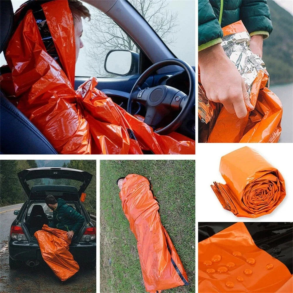 Emergency Sleeping Bag Thermal Survival Blanket | Lightweight Waterproof Bivy Sack for Camping & Hiking