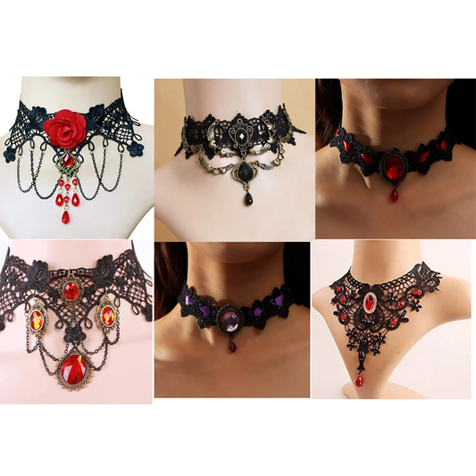 Gothic Lace Choker and Earrings