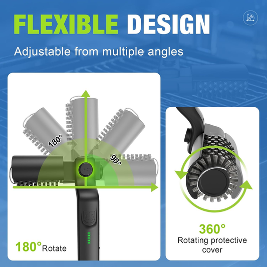 Cordless Electric BBQ Grill Brush, Rechargeable Rotating Bristle Cleaner