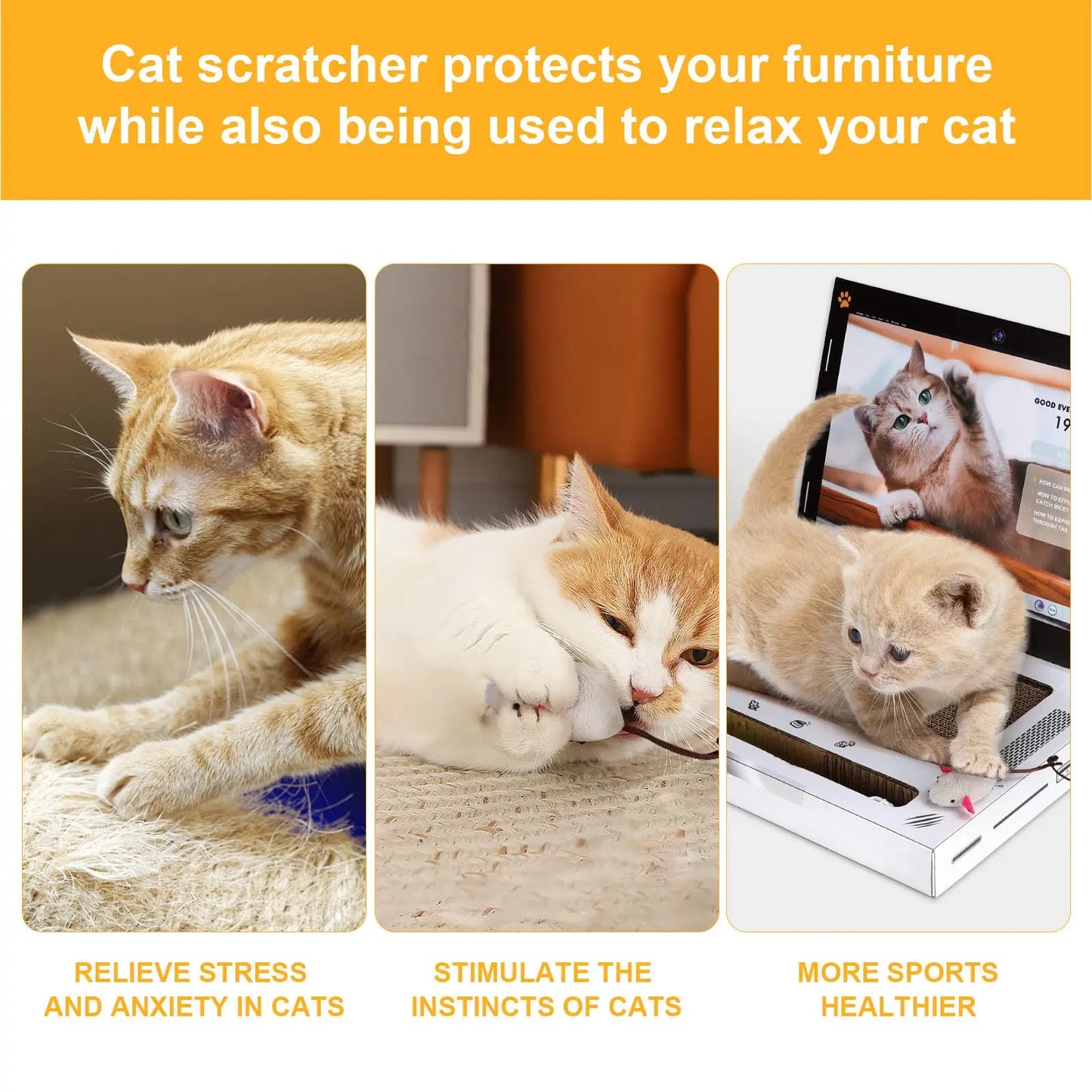 Funny Cat Scratching Laptop Toy – Cardboard Cat Scratcher Pad for Indoor Cats and Kittens