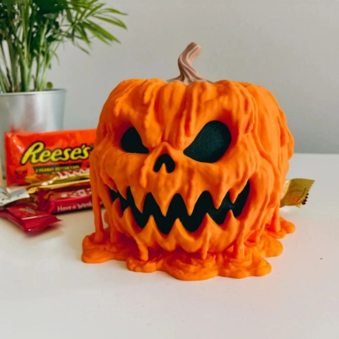 Melting Halloween Pumpkin Candy Bowl With Lid Reusable Candy Dish Spooky Food