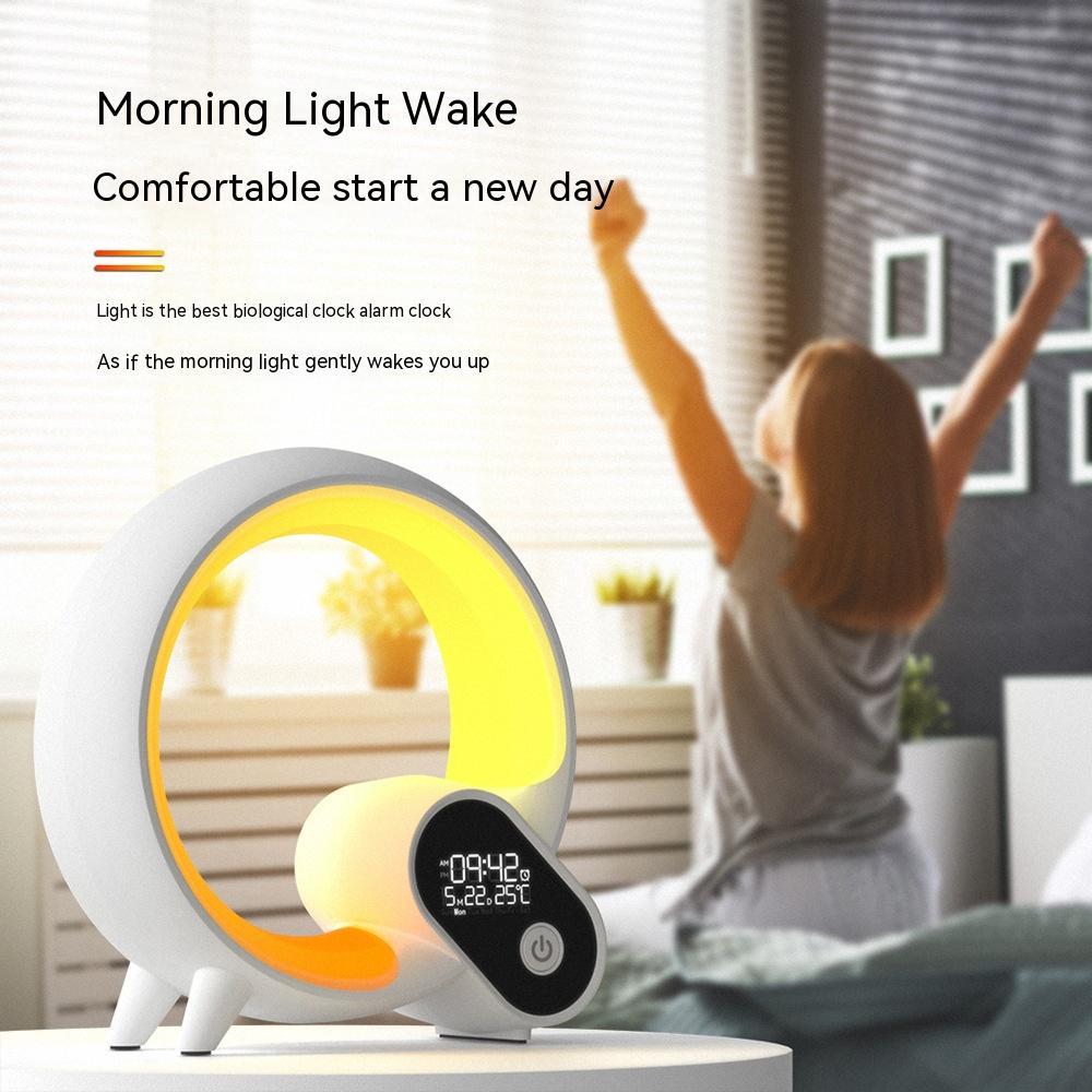 Digital Display Alarm Clock Bluetooth Audio Intelligent Wake-up Q Colorful Atmosphere Light
