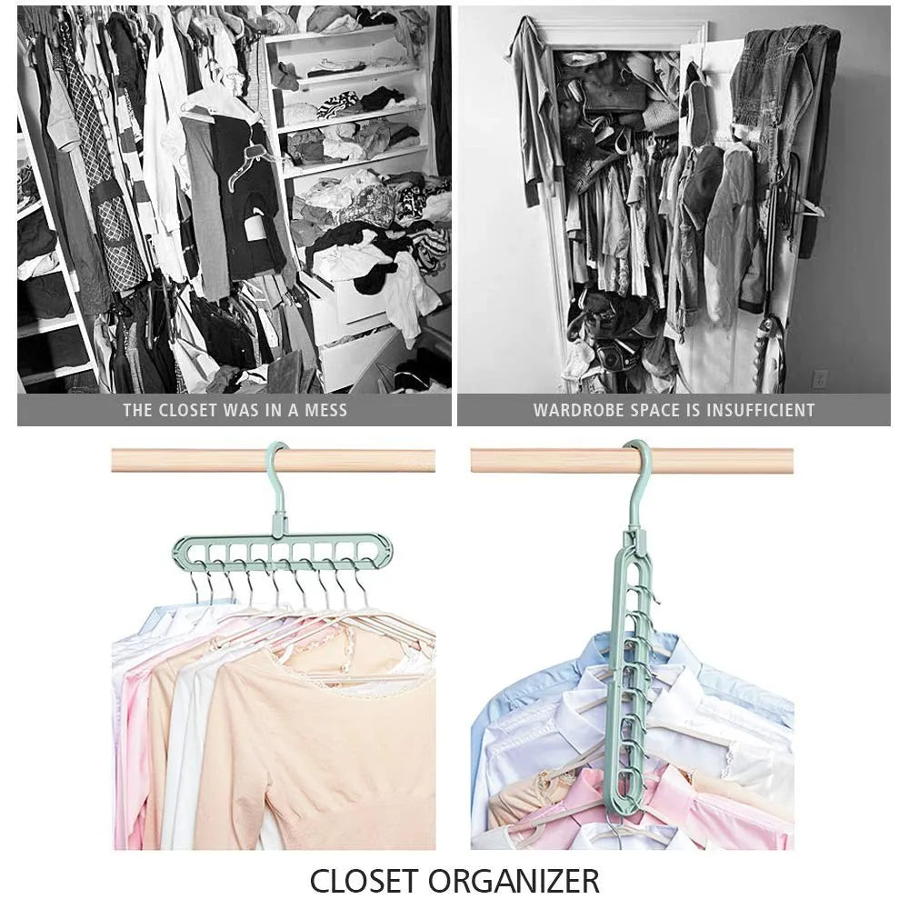 9 in 1 Smart Hanger – Space Saving Clothes Organizer for Closet, Foldable Multi-Port Hangers