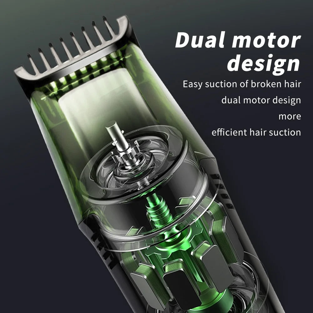Vacuum Beard Trimmer for Men – Cordless Rechargeable Hair Clipper with Built-in Suction System