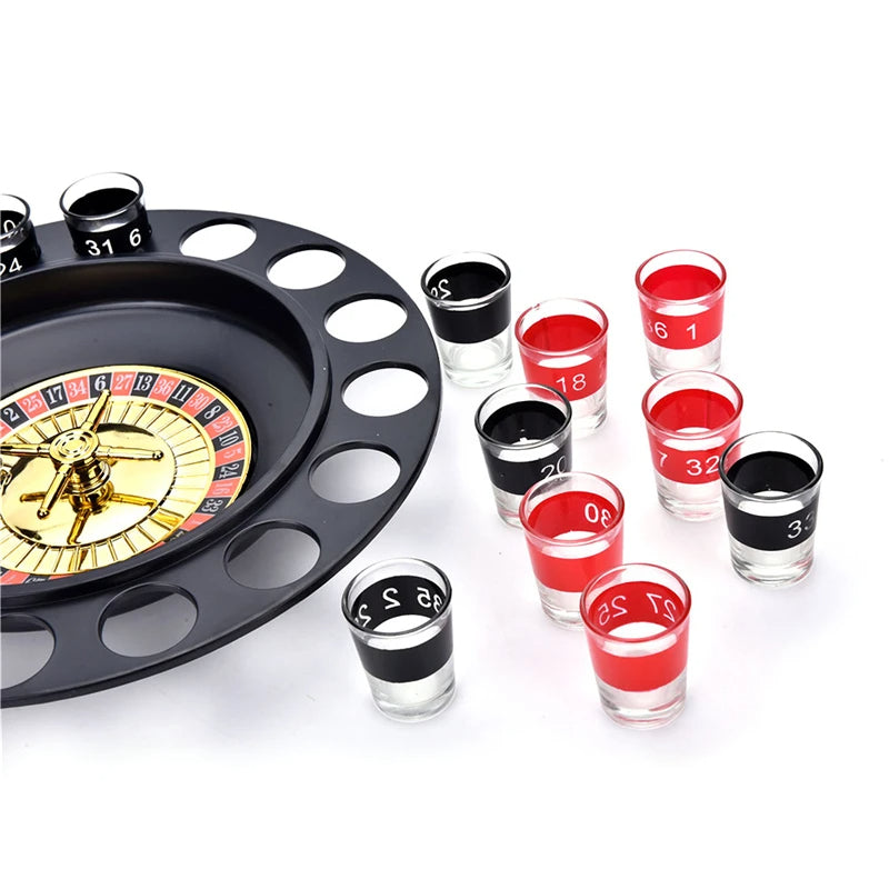 Shot Roulette Drinking Game with Glasses | Party Game for Adults, Fun Bar Tabletop Spinner Set