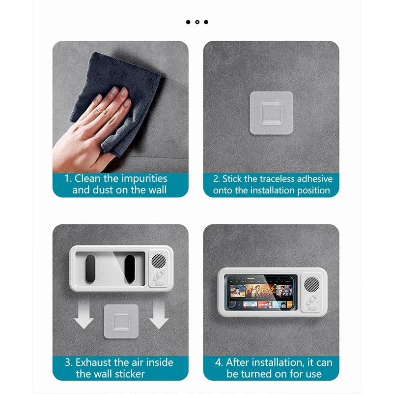Shower Phone Holder with Speaker – Waterproof Wall Mount Case for Bathroom, Touch Screen & Music