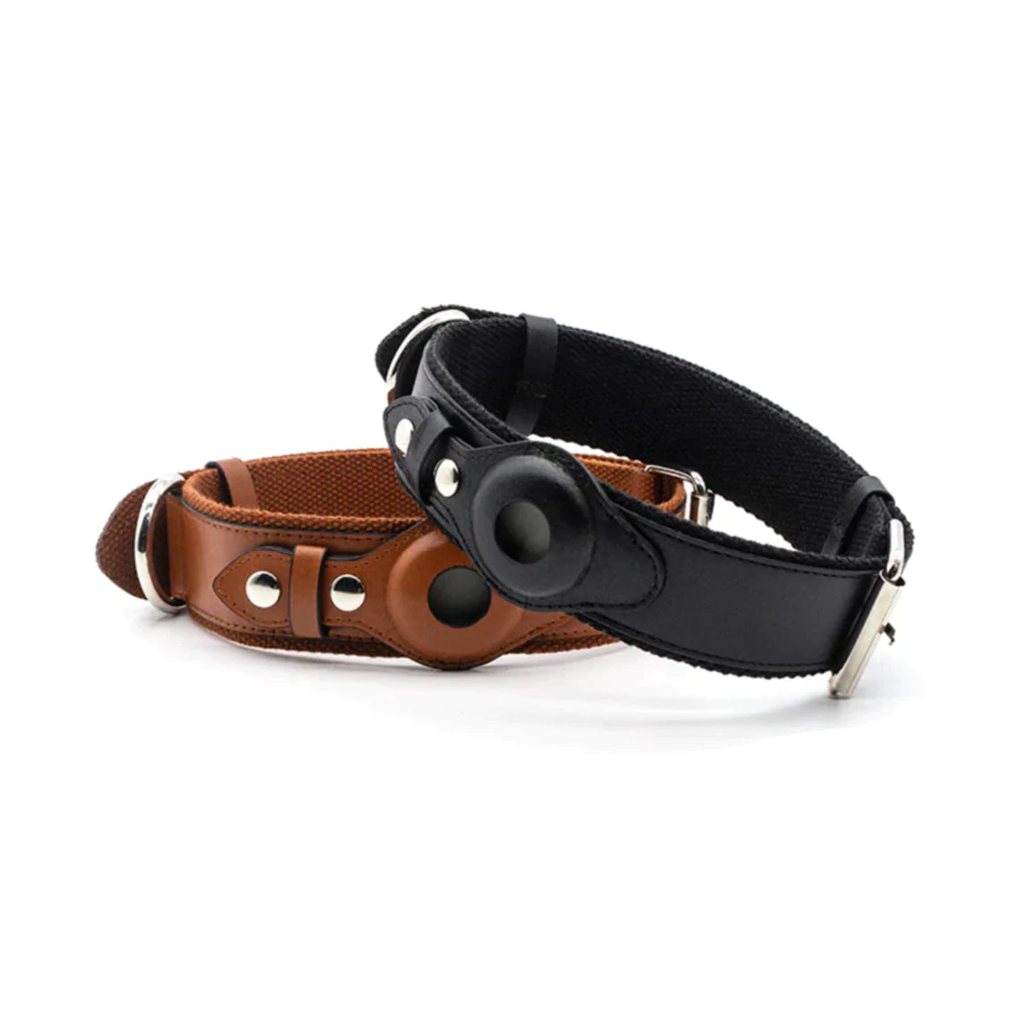 Premium Leather AirTag Dog Collar – Adjustable Pet Tracker Collar with Built-in AirTag Holder for Dogs