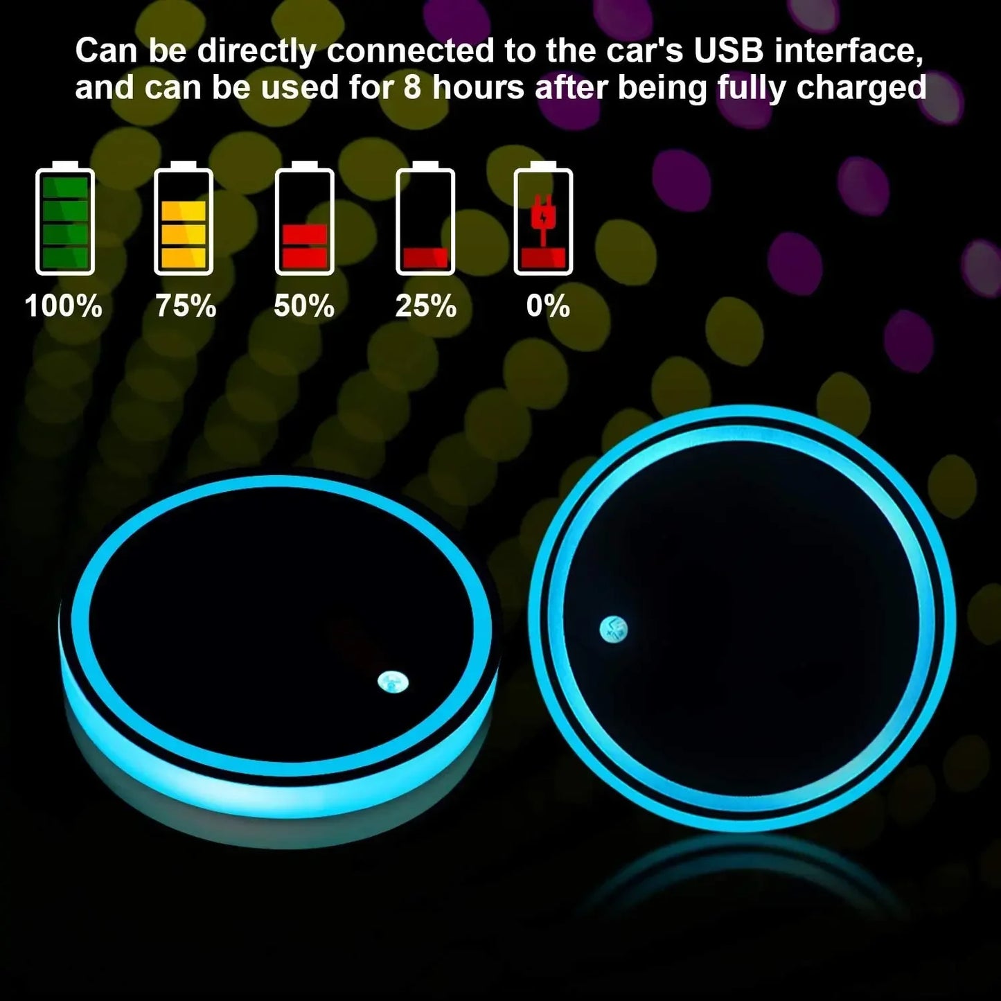 LED Car Cup Holder Light – RGB Light Up Cup Holder with Color Changing Lights for Car Interior