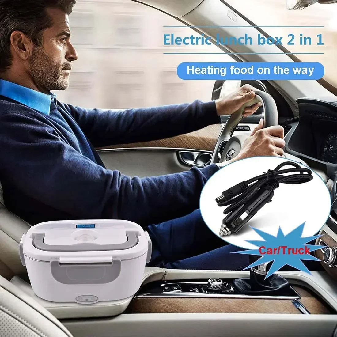 2-in-1 Electric Heating Lunch Box – Portable Food Warmer for Car & Home, Leak-Proof Bento Box