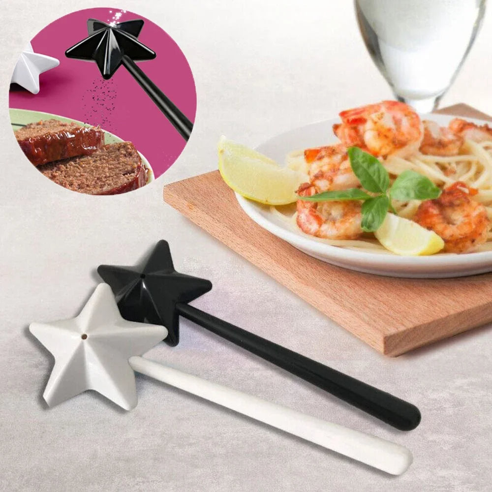 Portable Salt Pepper Shakers Refillable Magical Star Wand Spice Dispenser Seasoning Shaker Set