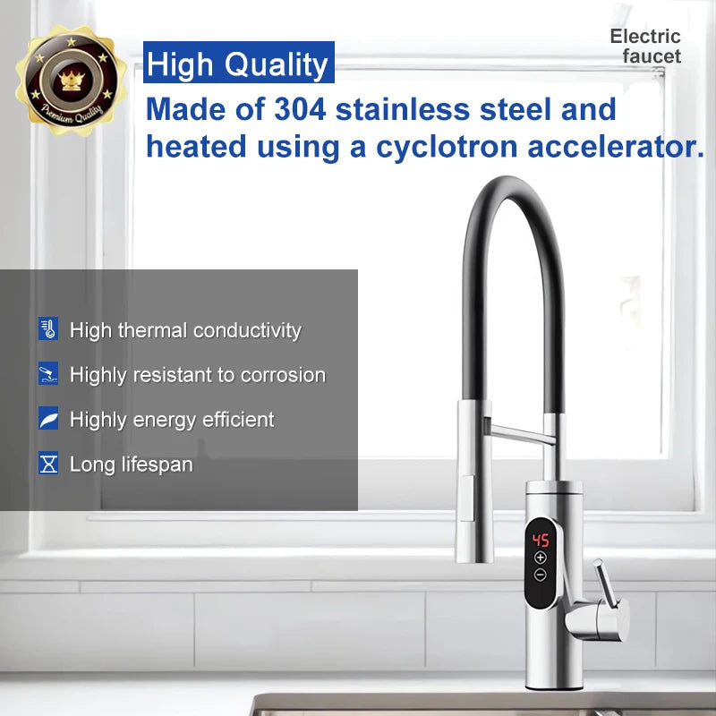 Instant Electric Water Heater Kitchen Faucet, Tankless Hot Water Tap
