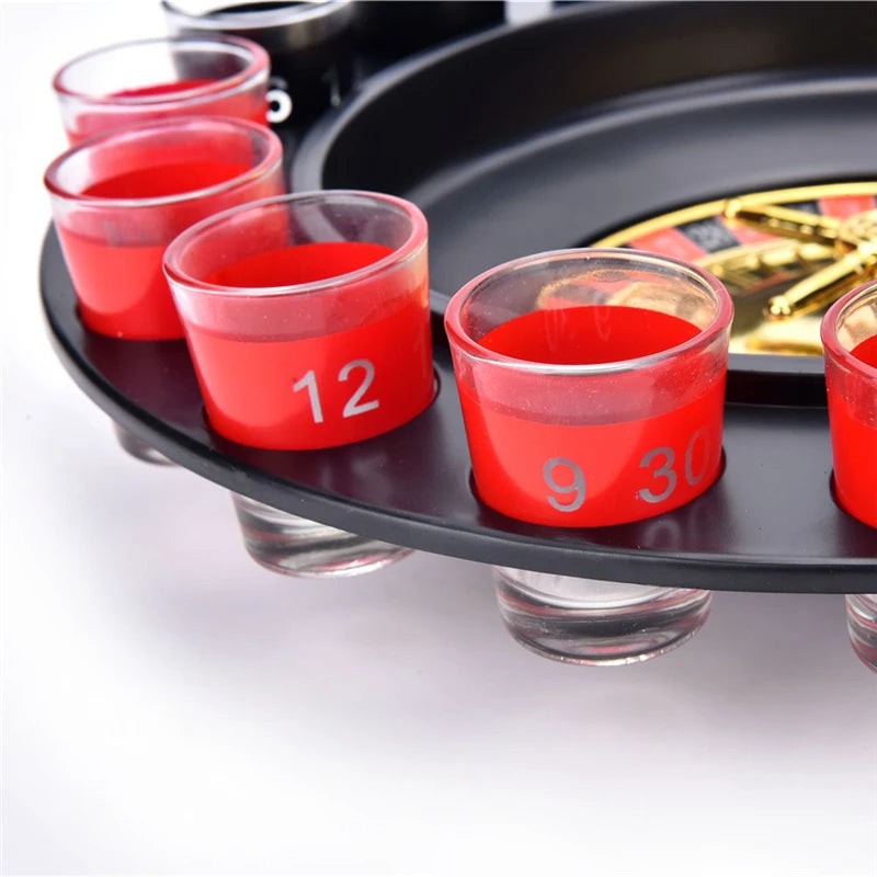 Shot Roulette Drinking Game with Glasses | Party Game for Adults, Fun Bar Tabletop Spinner Set