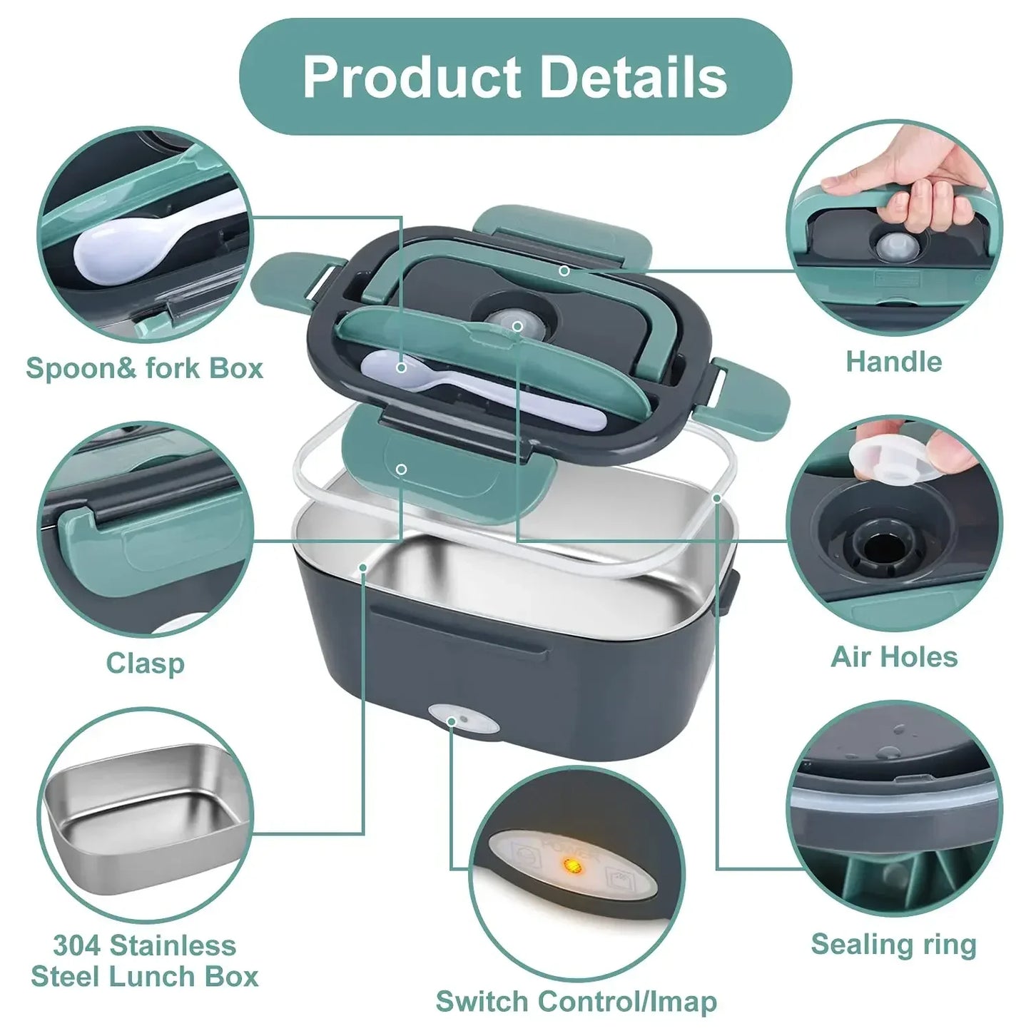 2-in-1 Electric Heating Lunch Box – Portable Food Warmer for Car & Home, Leak-Proof Bento Box