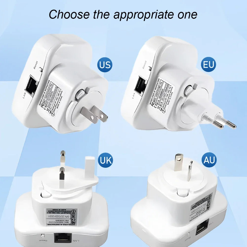 WiFi Repeater Range Extender – Boost Wireless Signal, Improve Internet Speed & Coverage, Easy Setup for Home or Office
