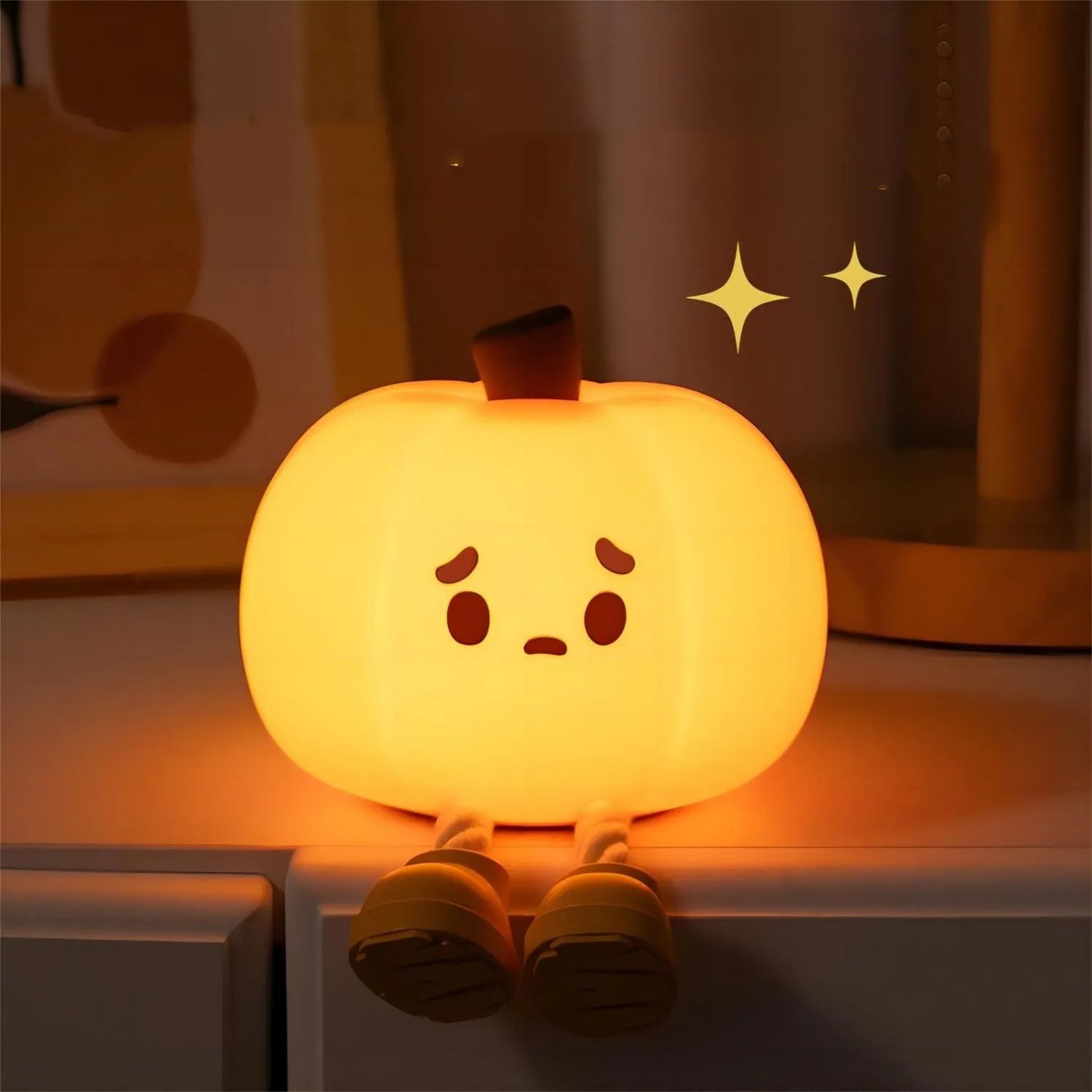 Home Decor Halloween Pumpkin Night Light Cute Soft Silicone Lamp Touch Dimmable Rechargeable Bedside Decor