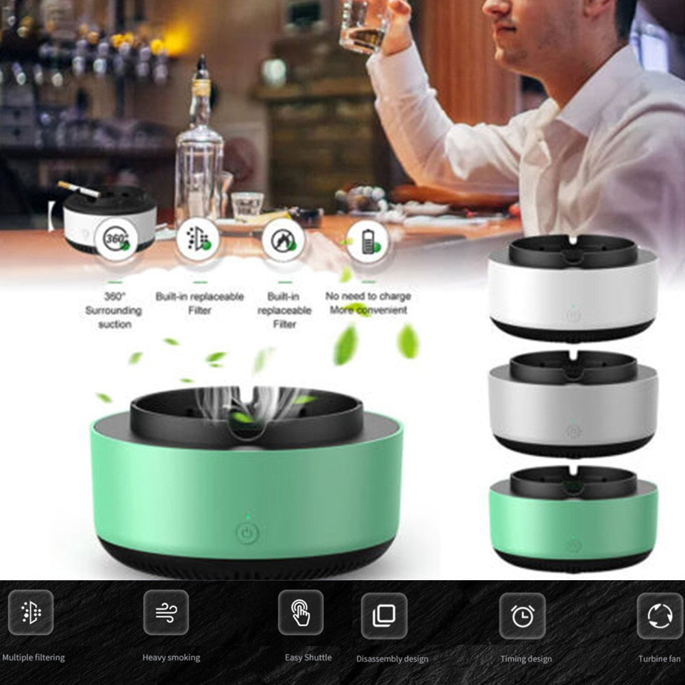 Smoke Removal Air Purifier Ashtray – Portable Anion Automatic Purification Gadget for Car and Home Use