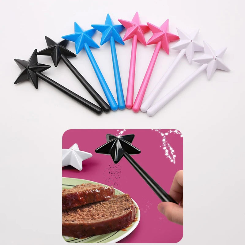 Portable Salt Pepper Shakers Refillable Magical Star Wand Spice Dispenser Seasoning Shaker Set