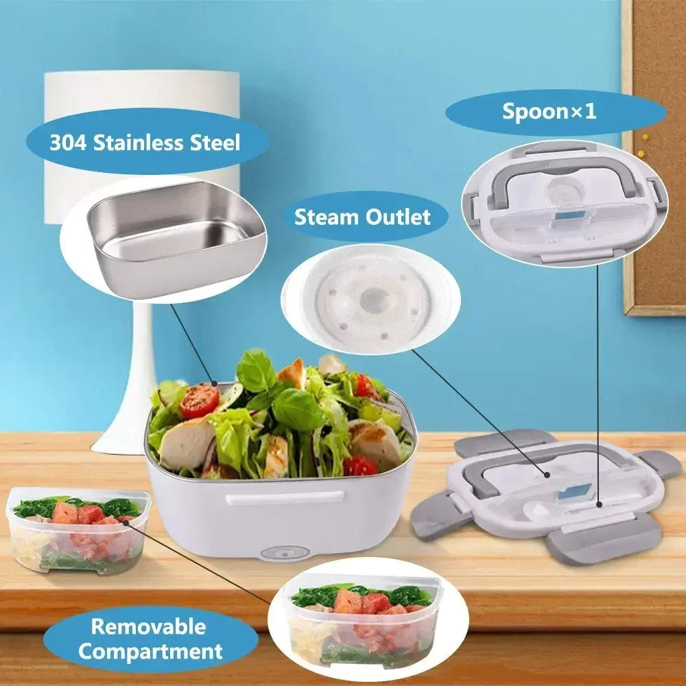 2-in-1 Electric Heating Lunch Box – Portable Food Warmer for Car & Home, Leak-Proof Bento Box
