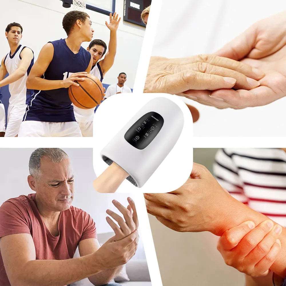 Wireless Electric Hand Massager for Pain Relief, Compression Therapy, Arthritis & Finger Stress