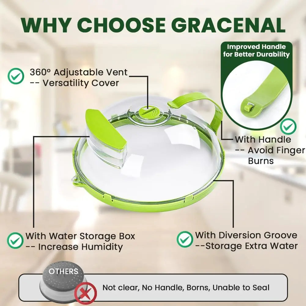 Microwave Food Cover – Collapsible Microwave Plate Lid with Steam Vents for Splatter Protection