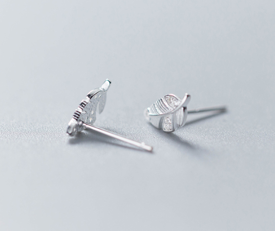 Diamond Feather Stud Earrings