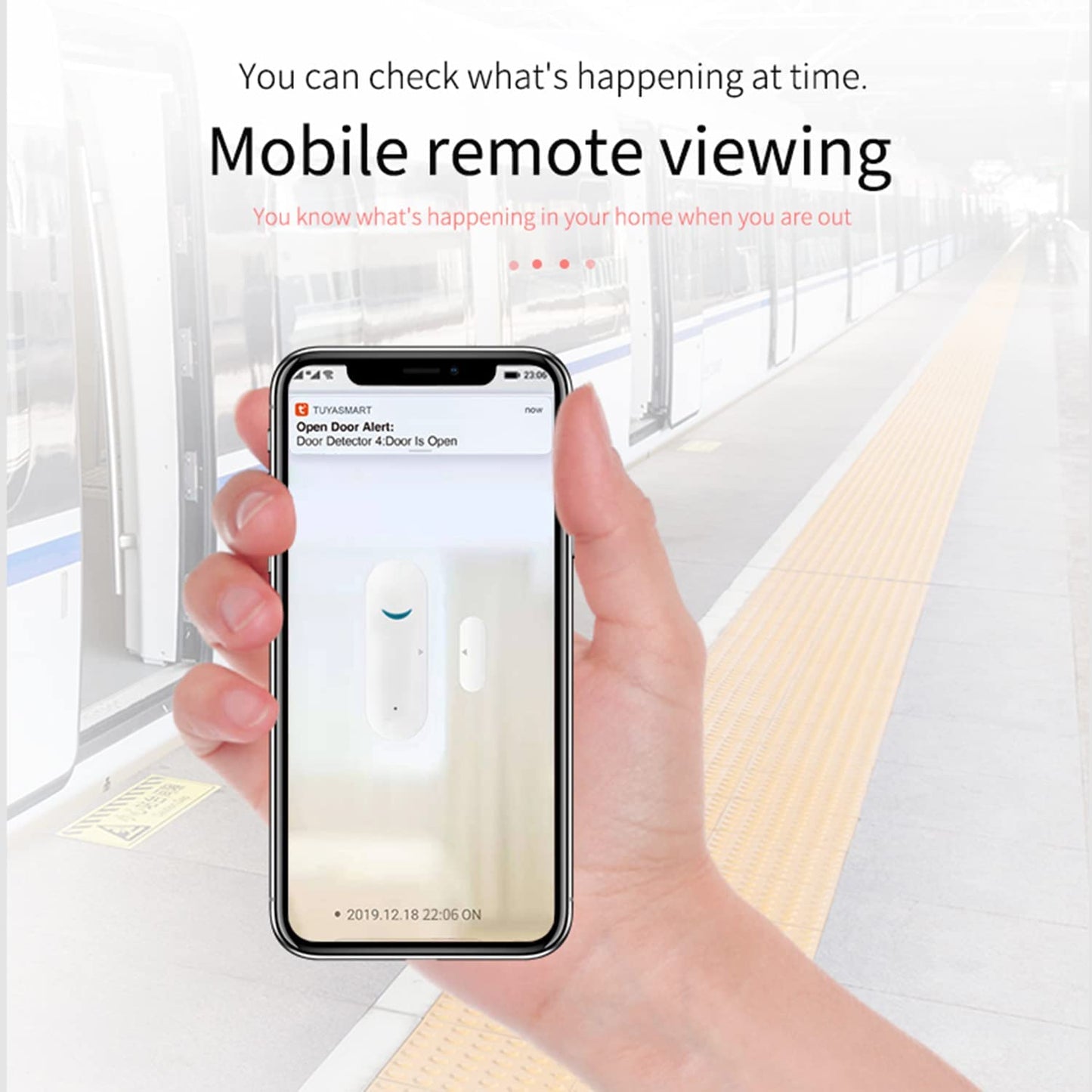 Window WiFi Sensor for Home Security, Smart Sensor Device, Remote Monitoring, Easy Installation
