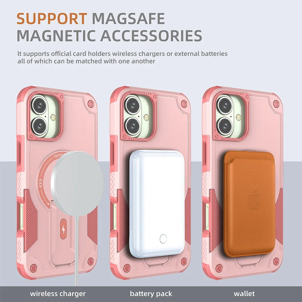 Shockproof Magnetic Phone Case for iPhone 15 14 13 12 Pro Max with MagSafe & Camera Protection