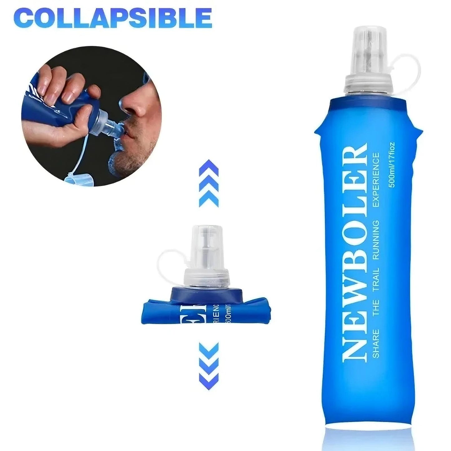 Foldable Water Bottle for Running - Portable Leakproof Sports Hydration Bottle for Gym, Hiking, Travel & Outdoor Use