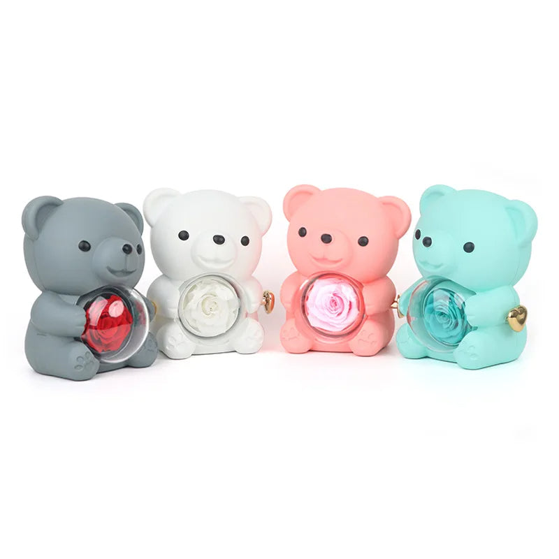 Eternal Rose Teddy Bear Gift with Necklace – Romantic Valentine’s Day Anniversary Gift for Her