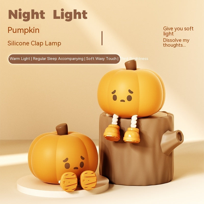Home Decor Halloween Pumpkin Night Light Cute Soft Silicone Lamp Touch Dimmable Rechargeable Bedside Decor