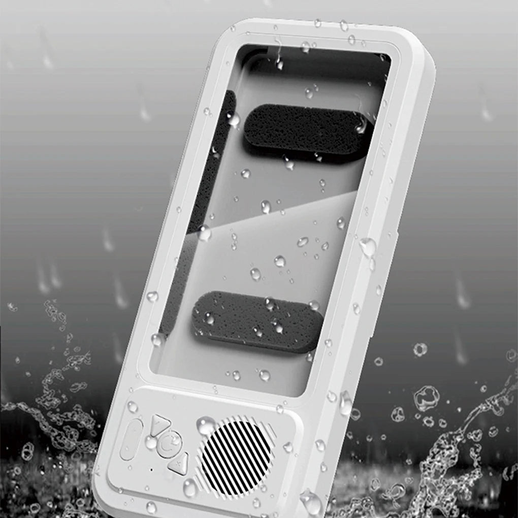 Shower Phone Holder with Speaker – Waterproof Wall Mount Case for Bathroom, Touch Screen & Music
