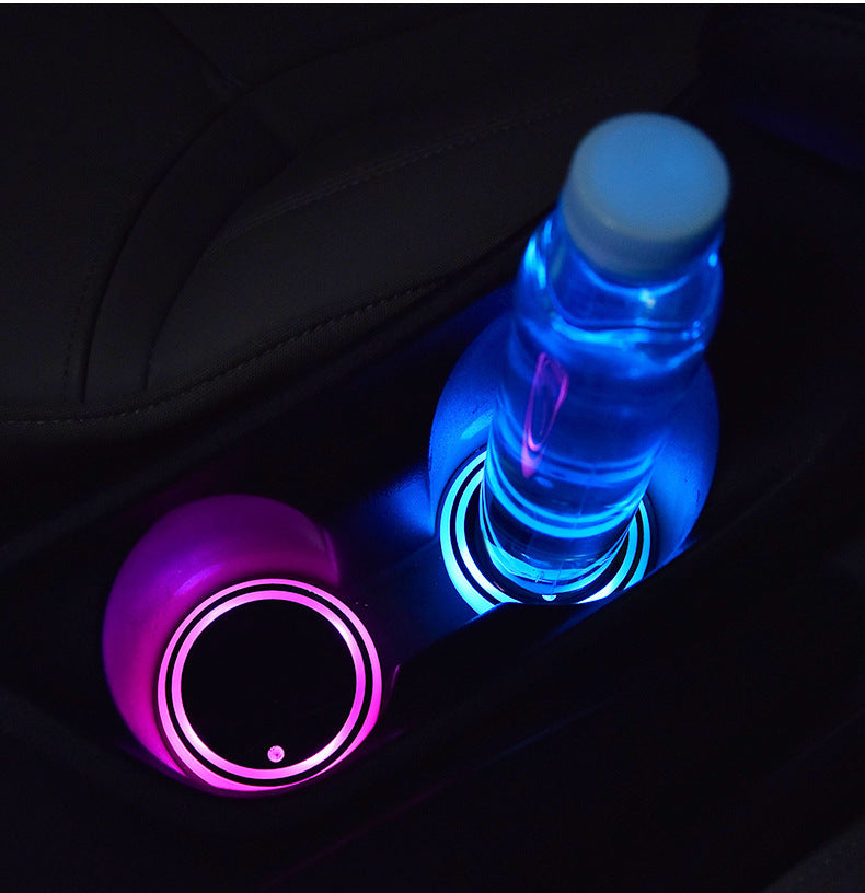 Colorful Cup Holder LED Light-up Coaster Solar & USB Charging Non-slip Coaster Ambient Light