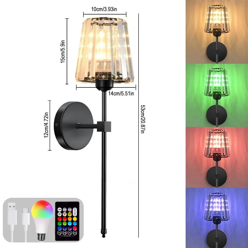 LED RGB Rechargeable Wall Lamp – Wireless Color Changing Modern Night Light for Bedroom & Home Decor
