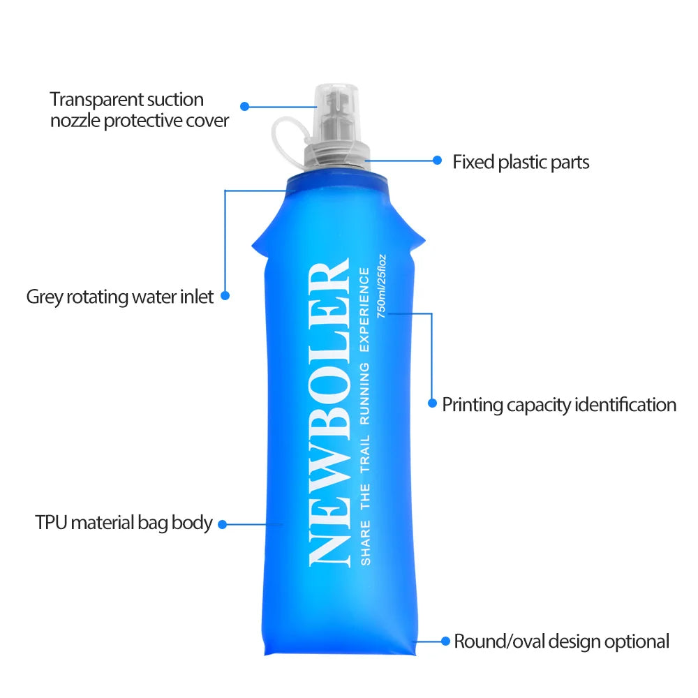Foldable Water Bottle for Running - Portable Leakproof Sports Hydration Bottle for Gym, Hiking, Travel & Outdoor Use