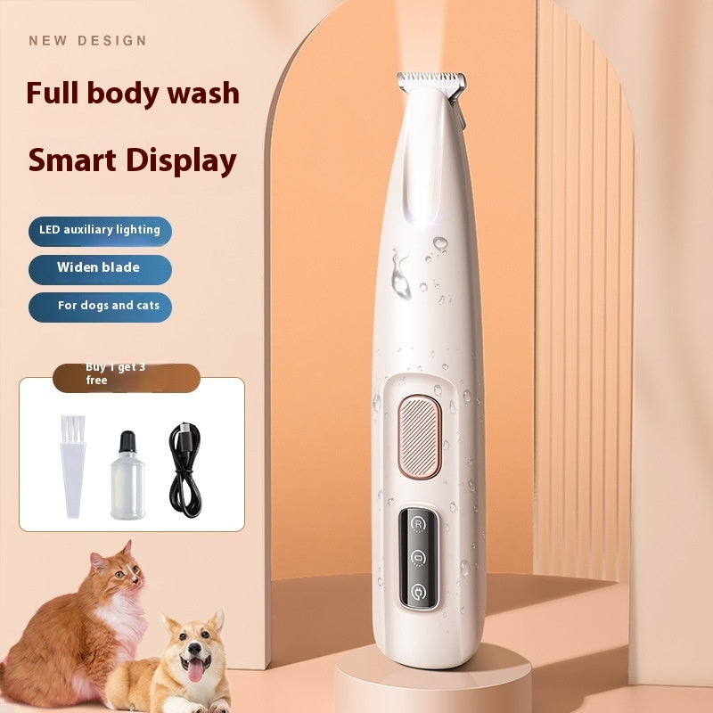 Waterproof Dog Paw Trimmer with LED Light – Pet Hair Clippers for Grooming & Widen Blade Design