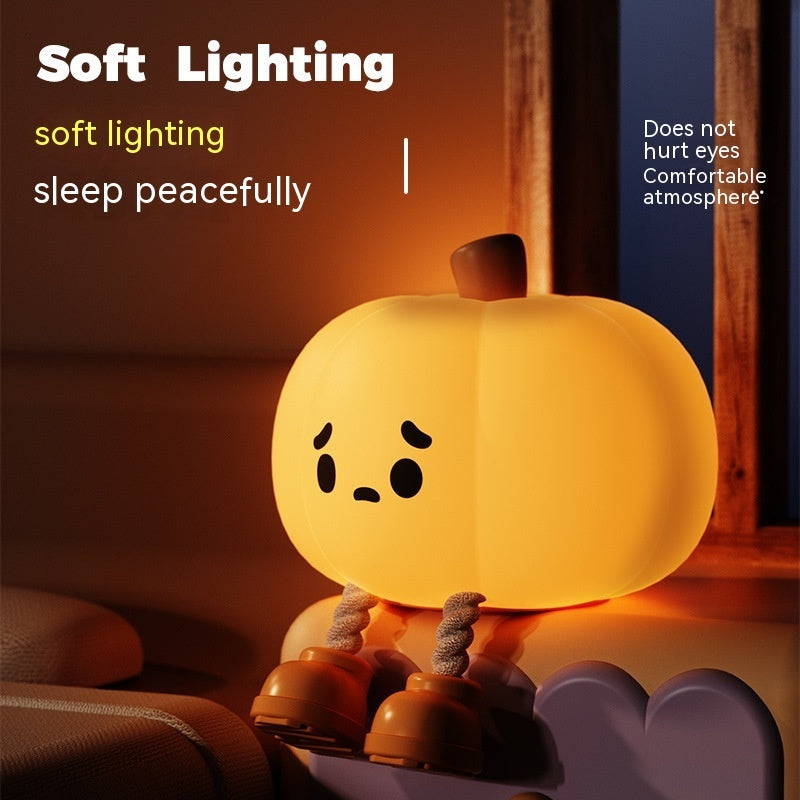 Home Decor Halloween Pumpkin Night Light Cute Soft Silicone Lamp Touch Dimmable Rechargeable Bedside Decor